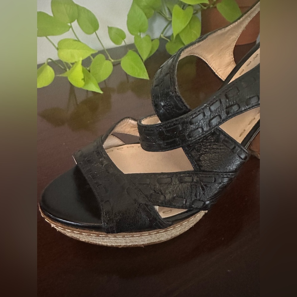 Prada Black Strappy Wedge Heels - Picture 6 of 16